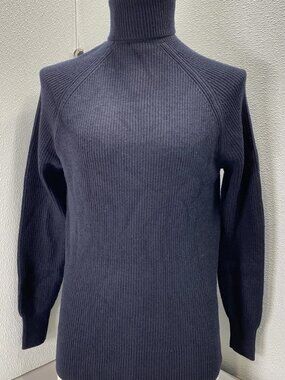 Suitsupply Mens Pure Wool Ribbed Knit Turtleneck Sweater Size XS Navy Blue